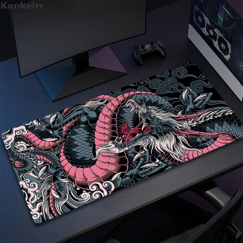 Dragon 80x30 XXL Lock Edge Tappetini per mouse Tappetino per mouse da gioco di grandi dimensioni Tappetini per tastiera per computer Tappetino per mouse Bestia Tappetino per mouse regalo
