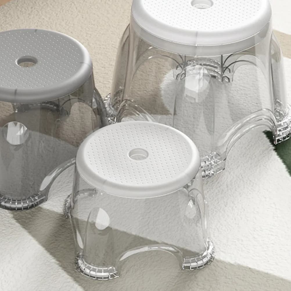 Sgabello da Bagno Antiscivolo Rinforzato per Adulti, Piccolo Sgabello per Cambio Scarpe, Poggiapiedi per Bambini, Superficie Antiscivolo, Impilabile
