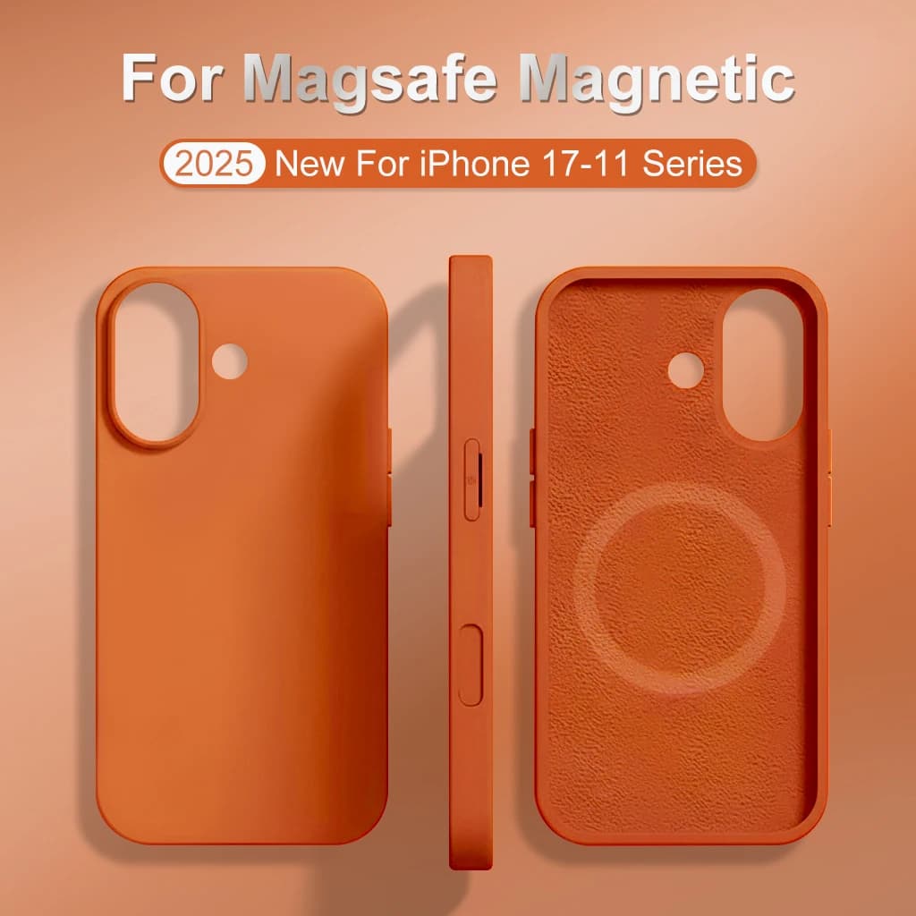Per Magsafe Custodia per telefono in silicone liquido per iPhone 17 Pro Max Custodia morbida per ricarica wireless magnetica per iPhone 16 15 14 13 12 11