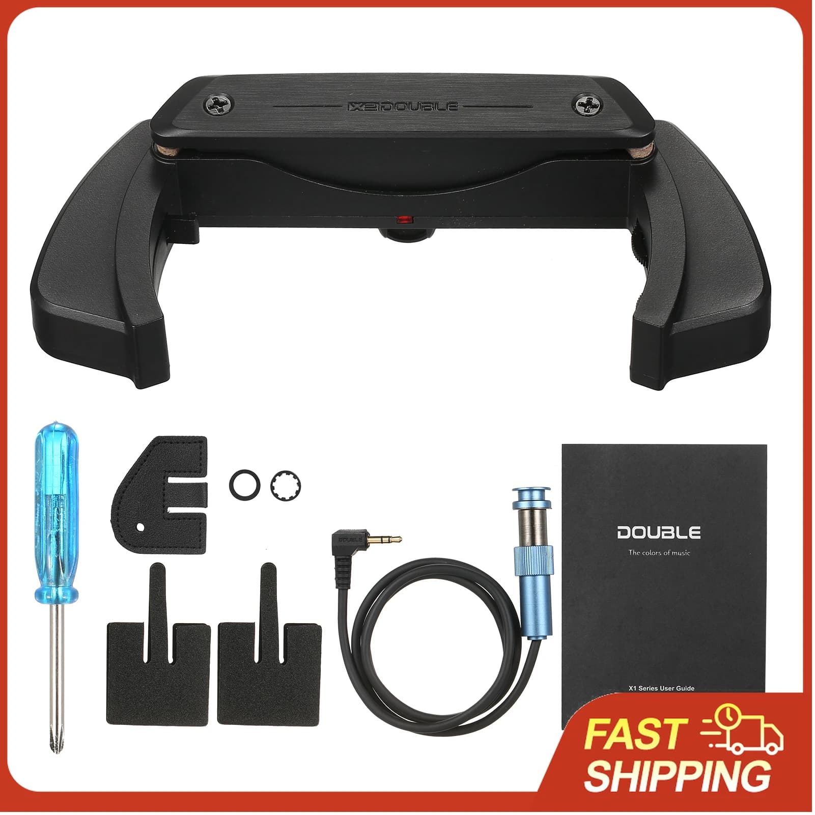 DOUBLE X1-Pro Pickup per Chitarra Acustica, Preamplificatore, Pickup Magnetico per Soundhole e Microfono a Doppio Canale