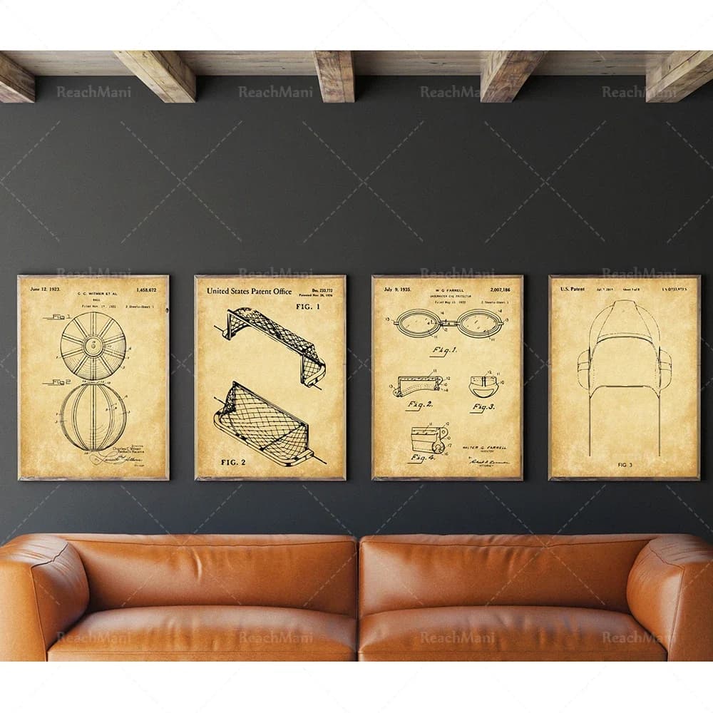 Patented water polo print, water polo goal poster, swimming goggle patent, polo art, swimming ear protection poster