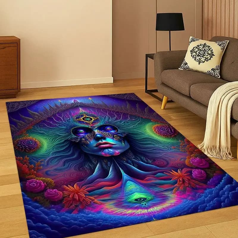 Tappeto Yoga Energia Cosmica Arcobaleno 38 Chakra per Meditazione, Tappeto per Camera da Letto, Soggiorno, Divano, Zerbino, Decorazione Casa, Tappeto Antiscivolo per Area Bambini