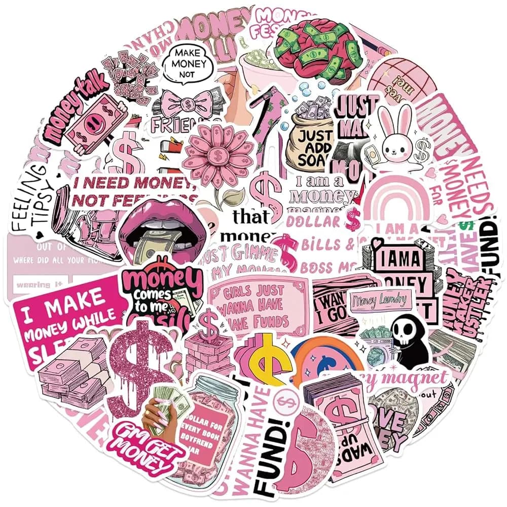Set di adesivi in vinile con graffiti rosa (50 pezzi) - Adesivi impermeabili. Adatto per decorazioni fai-da-te su laptop, borracce, chitarre