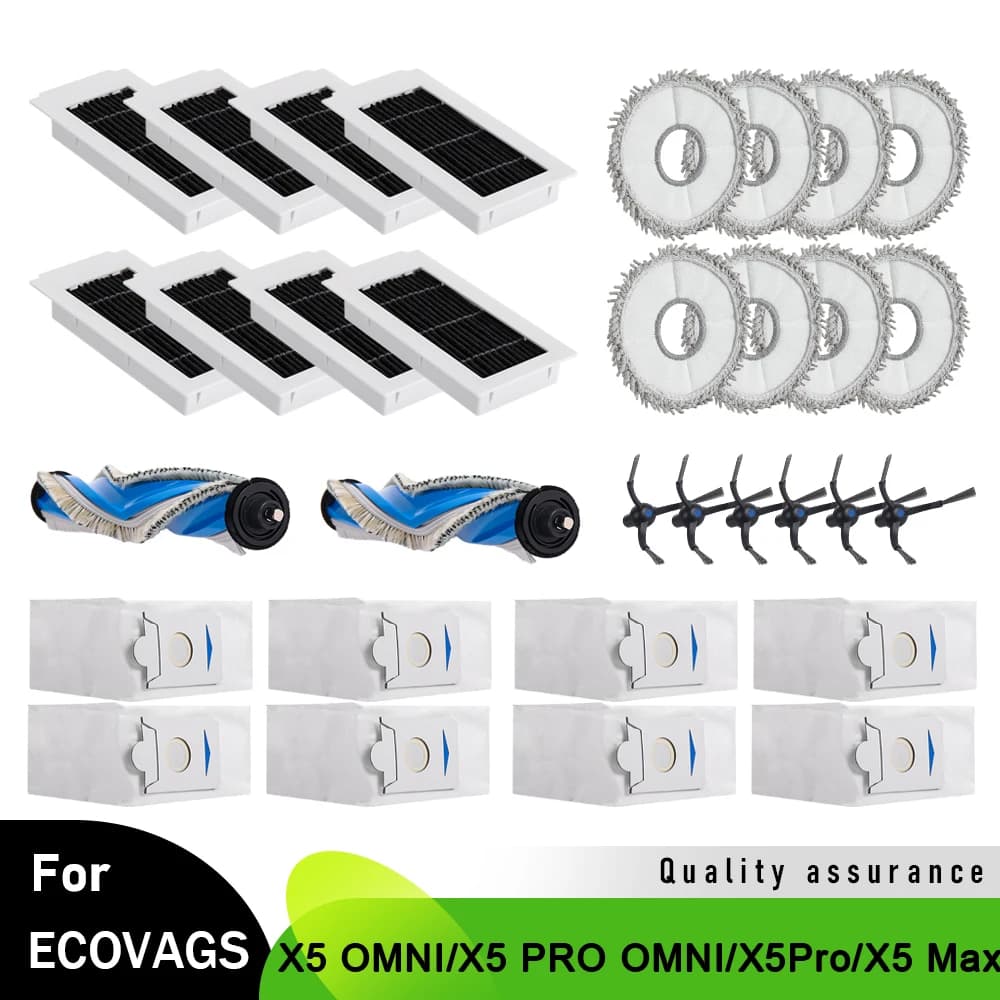 For Ecovacs X5 OMNI / X5 PRO OMNI / X5Pro / X5 Max Robot Vaccum Dust Bag Mop HEPA Filter Main Side Brush Spare Parts Accessories