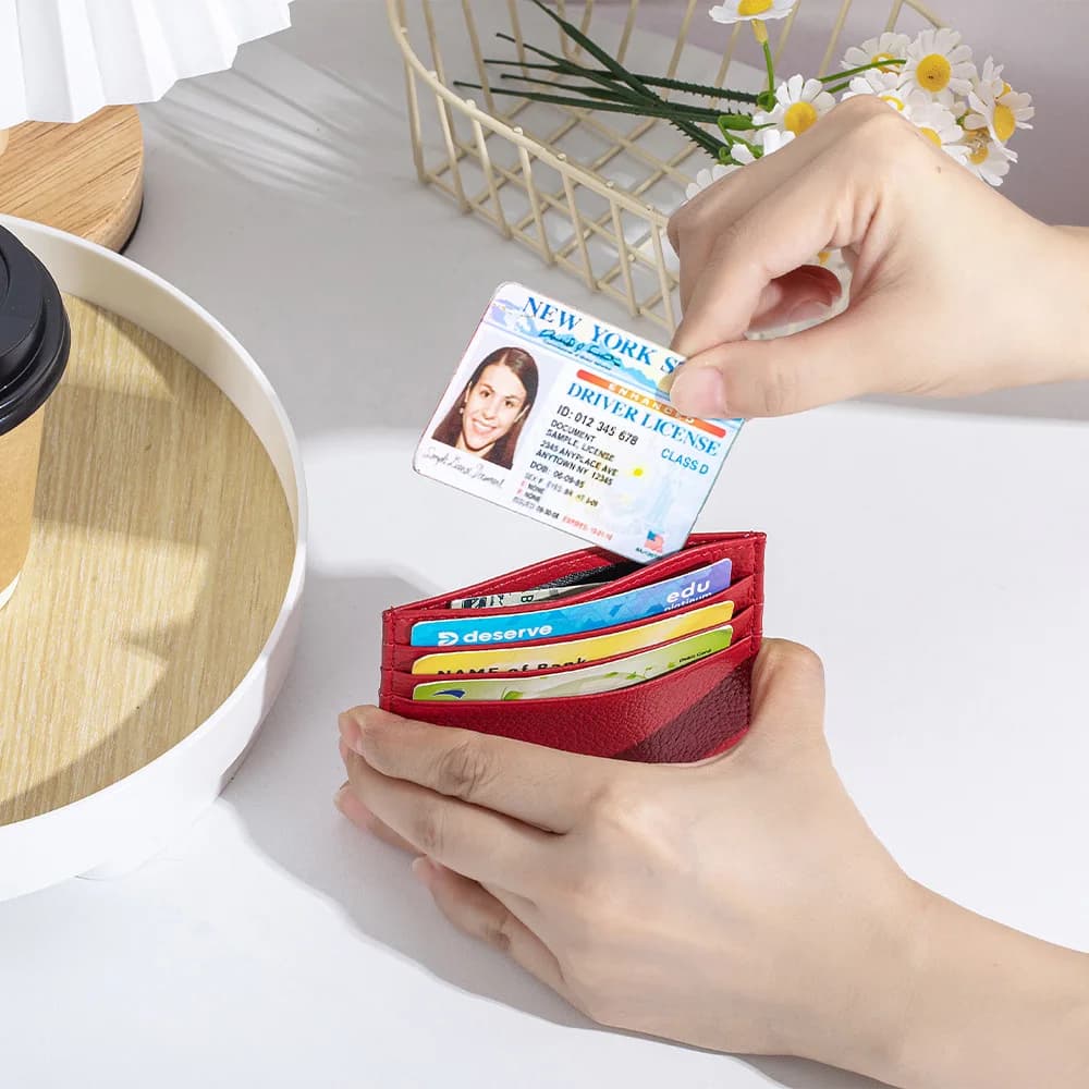 Genuine Leather Slim Card Holder, Multi Slots Mini Credit Card Wallet Thin Pocket Cards case for ID Coins Business Travel