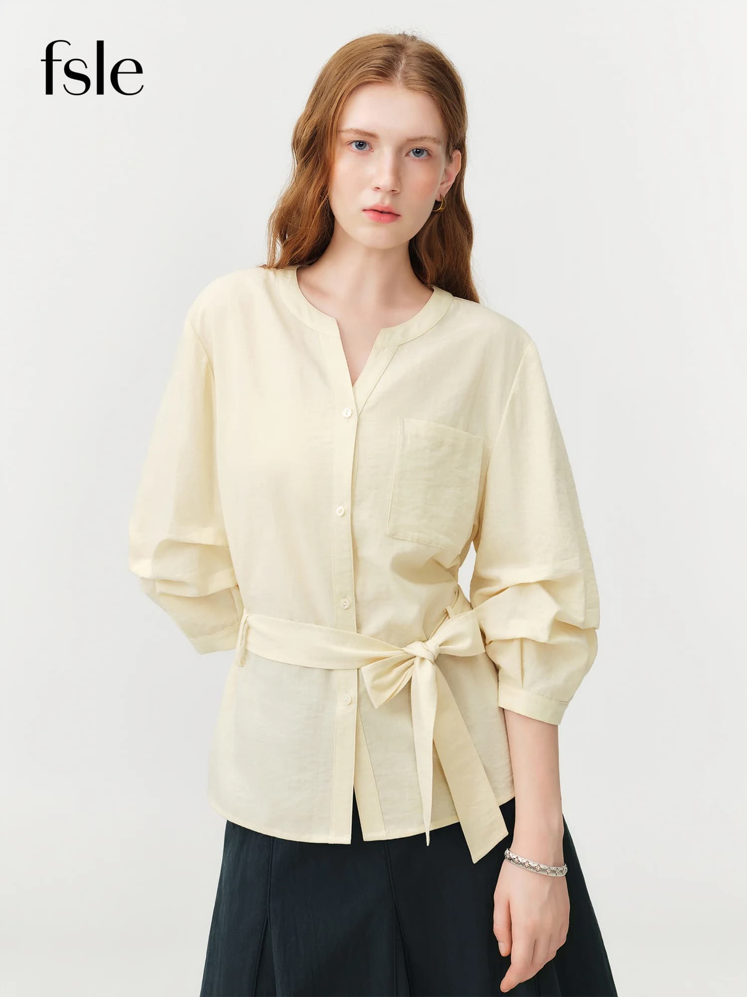 FSLE 2026 Nuova Camicetta Estiva da Donna con Scollo a V, Top Ampio in Lino a Maniche 3/4 per un Stile Chic e Rilassato da Vacanza al Mare