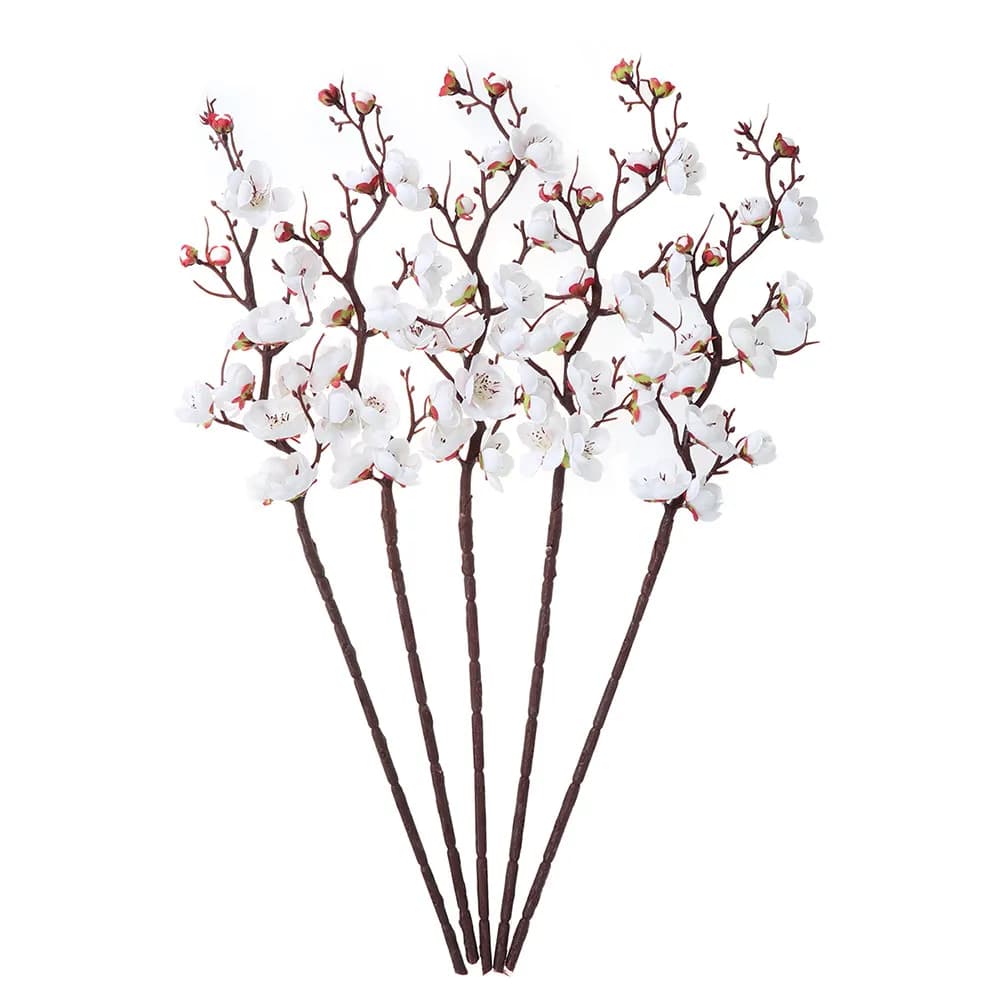 3Pcs Natural-Looking Simulation Plum Blossom Branches for Table Setting Living Room Bedroom Decor Artificial Plant for Bouquet
