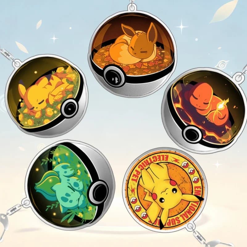 Keychain For Pokemon Eevee Charmander Acrylic Homemade Cartoon Anime Backpack Pendant Decoration Collection Fans Gift 5cm
