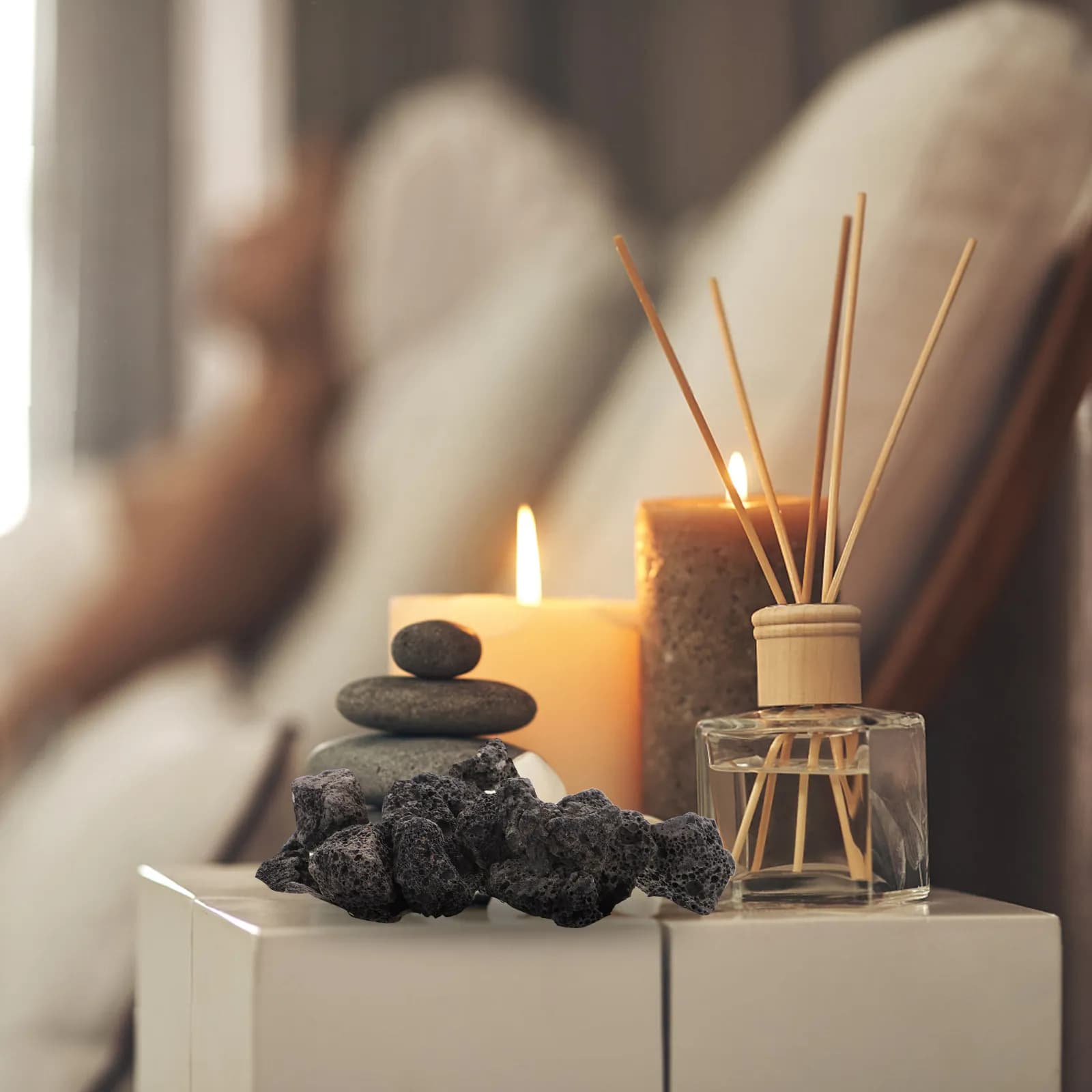Set di 1 Diffusore di Aromi in Pietra Vulcanica, Pietre di Lava per Migliorare la Fragranza, Senza Elettricità, per Ufficio