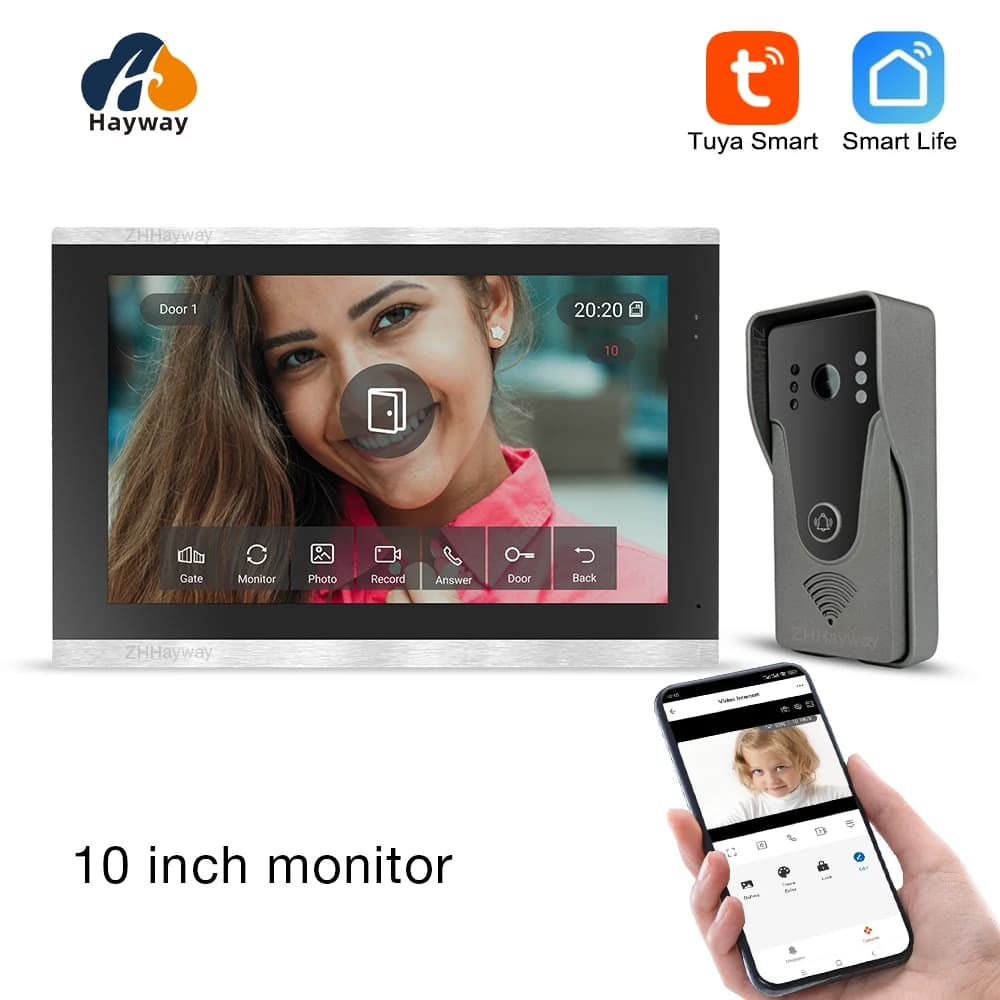 Hayway videocitofono da 10 pollici Tuya Smart WIFI videocitofono sistema 1080P campanello fotocamera Monitor Touch Screen completo per la casa