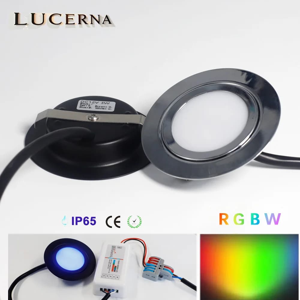 Mini faretto da incasso a LED, faretto da incasso a soffitto, IP65, DC12V, ultra sottile, 3W, casa, cucina, bagno, KTV, lampada per piccolo armadio, RGBW