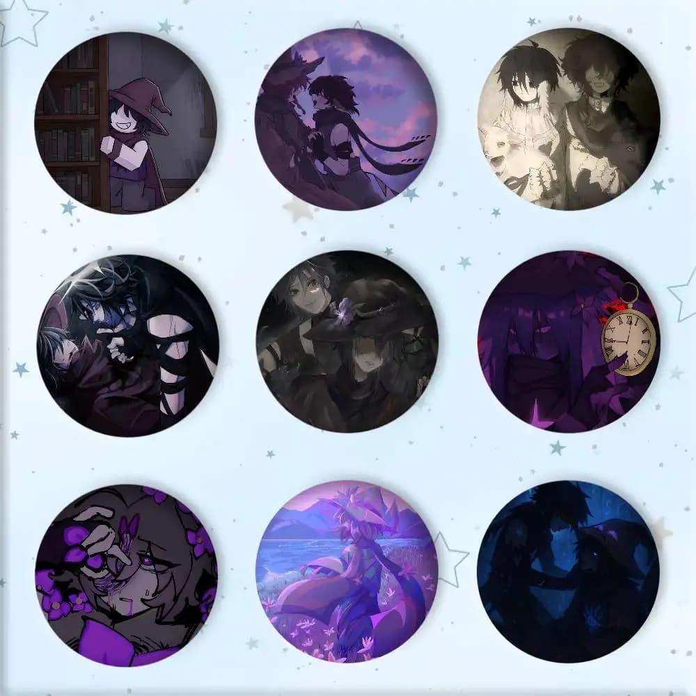 Cartoon Game A-Azure And Time Anime Badge Tinplate Round Laser Brooch Clothes Backpack Accessories Lapel