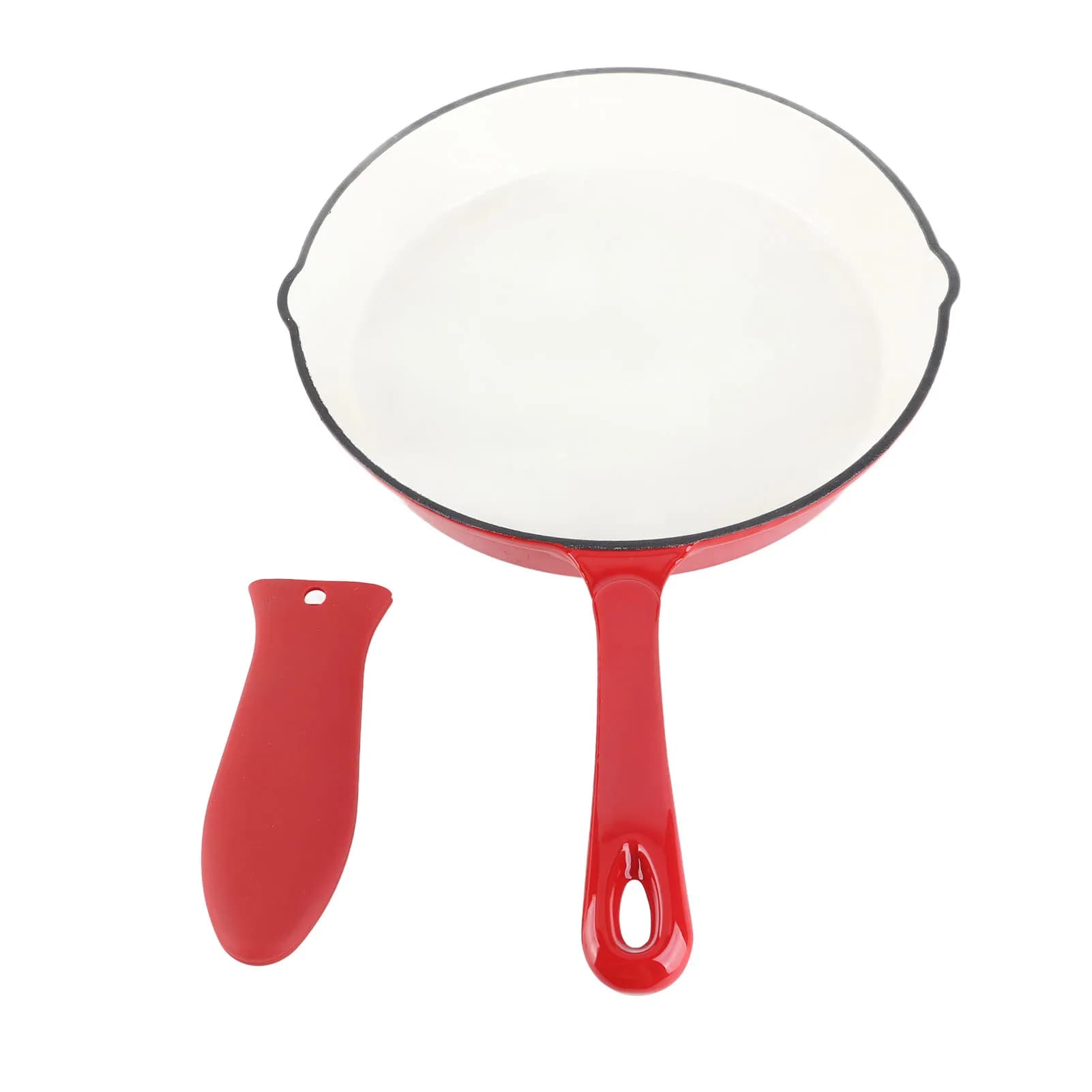 25 cm glazed cast iron pan, single piece, long handle, kitchen utensils, kitchen pan, kitchen supplies for cooking