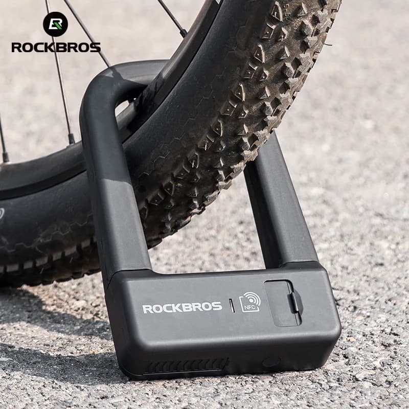 Lucchetto Intelligente ROCKBROS NFC Antifurto a U in Lega di Alluminio ad Alta Resistenza Impermeabile per Biciclette, E-bike e Moto