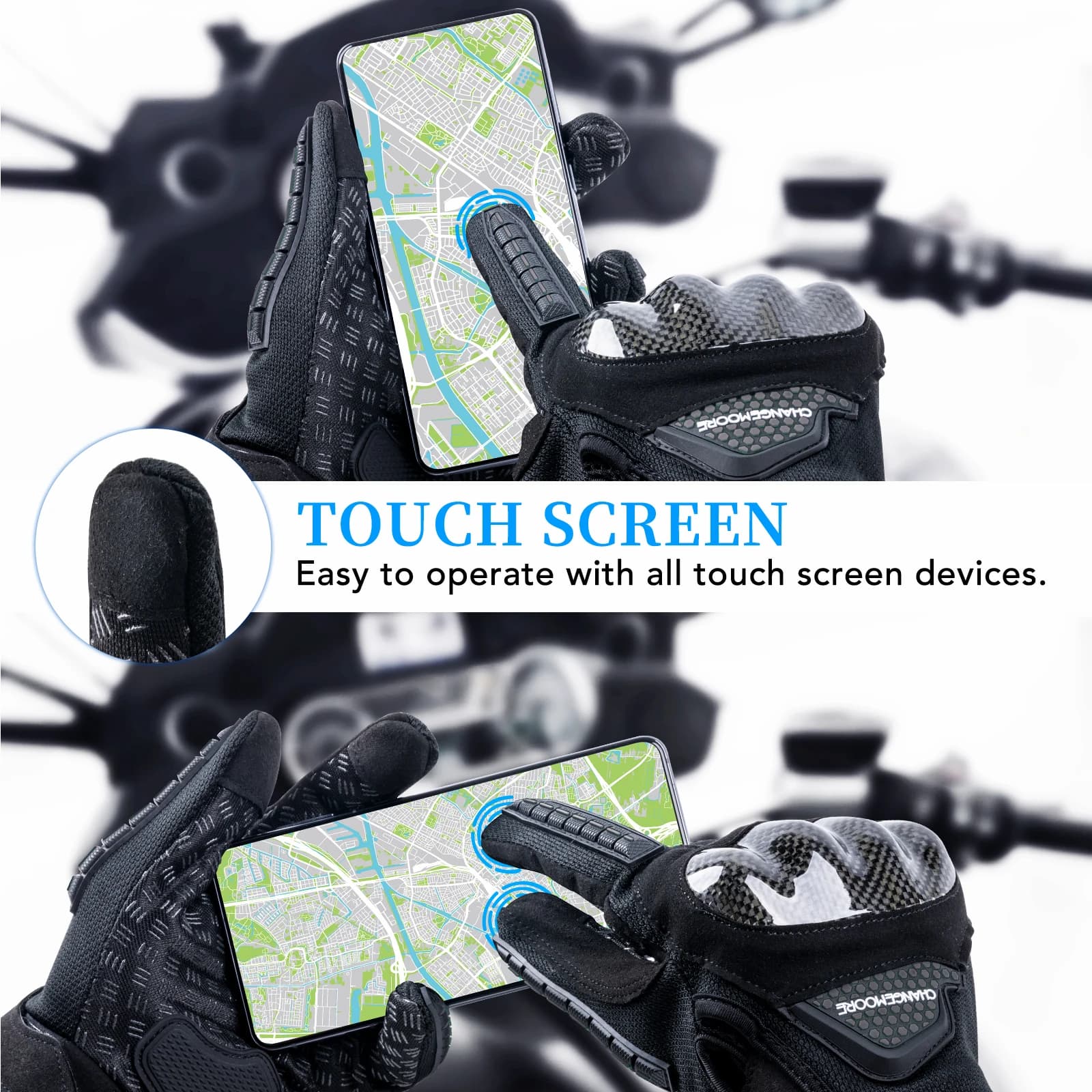 Guanti Protettivi Traspiranti con Touch Screen, Antiscivolo, in Fibra di Carbonio per Motocross, Bicicletta, ATV e Moto da Corsa