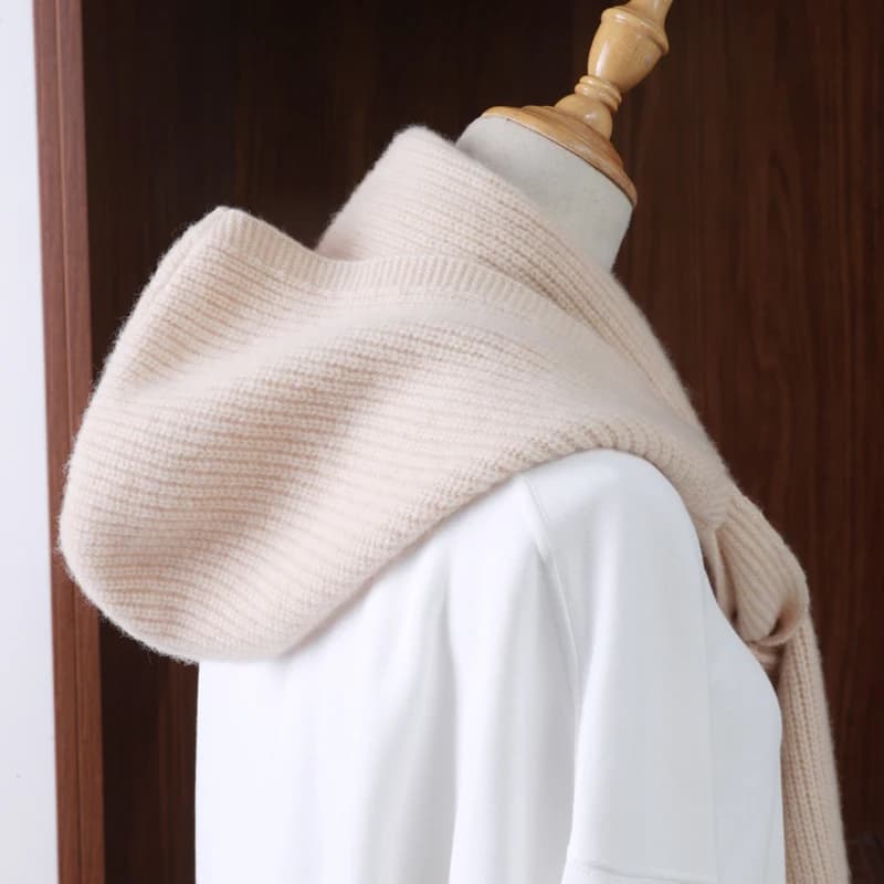 Sciarpa lavorata a maglia in lana 100% scialle per donna inverno morbido caldo moda con cappuccio colletto finto sciarpe scaldacollo multifunzionali solide