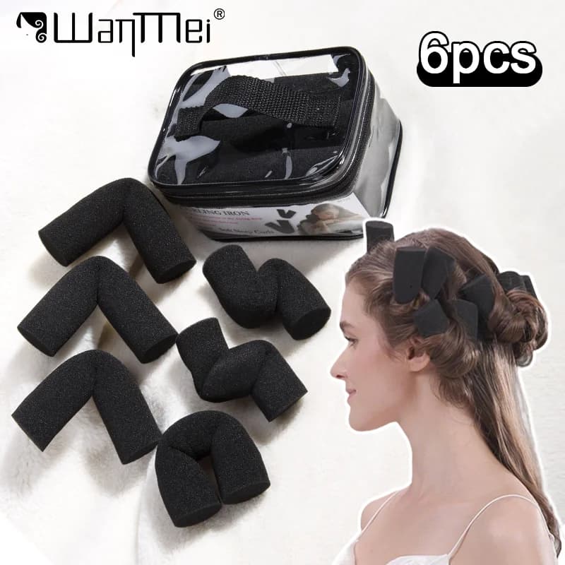 6 pcs/set Heatless Bigodins Portable Pigr Shaft Auction for Hair No Heat Sleeping Soap Rollers Tools for Hair Styling FAI TO TE