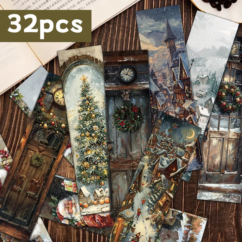 32 pezzi, segnalibri natalizi retrò, adatti per la stagione del rientro a scuola, Natale, Halloween, insegnanti, lettori e compleanni.