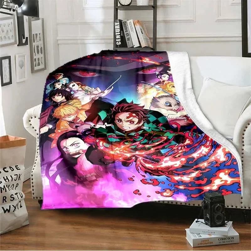 Coperta in flanella Demon Slayer Anime 2026, stampata su entrambi i lati, per tutte le stagioni, morbida e calda, alla moda, per la casa