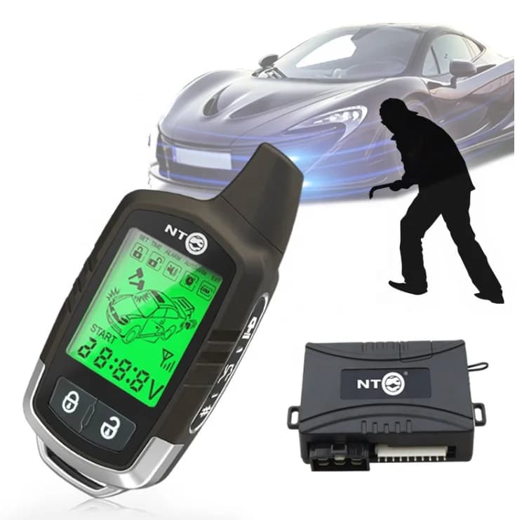 NTO Sistema di allarme per auto bidirezionale Set completo Immobilizzazione Avviamento remoto Ingresso senza chiave Kit di blocco pulsante di arresto avvio intelligente per autoveicoli