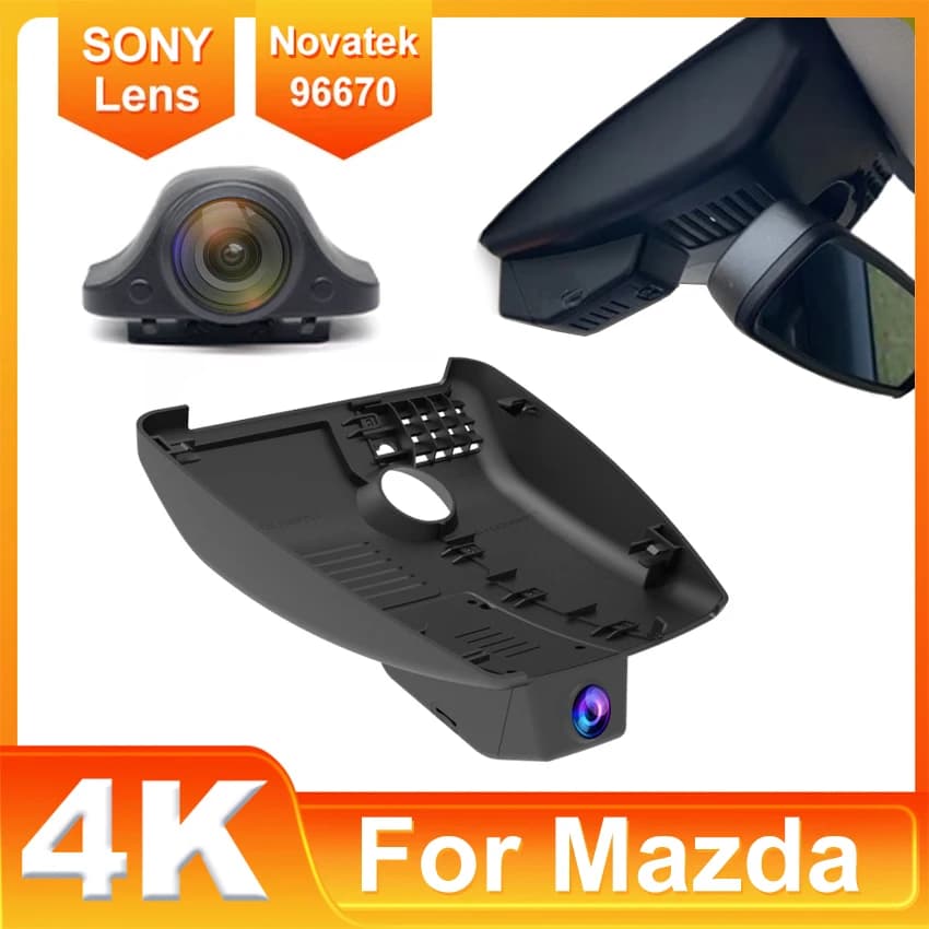 Dash Cam 4K Has an openable roof for Mazda CX-5 CX-3 CX-8 (2017-2024), DVR camera for car OEM WiFi wireless, Dashcam suitable for driving left