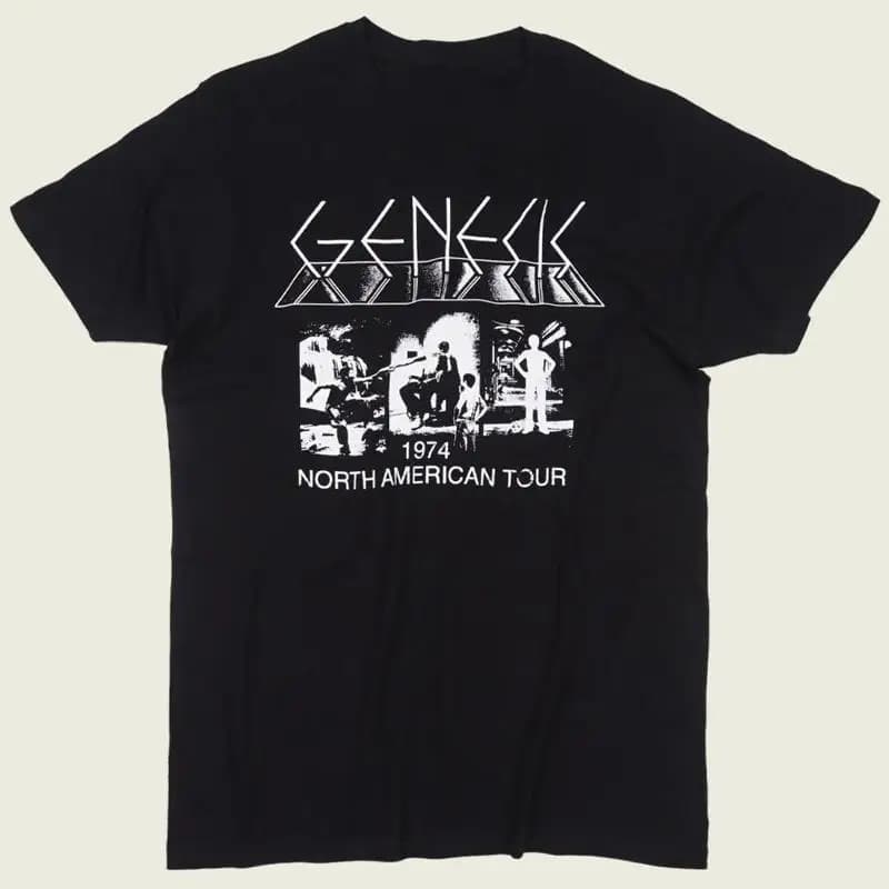 Maglietta Genesis Band in cotone pesante nero a grandezza naturale a 4XL