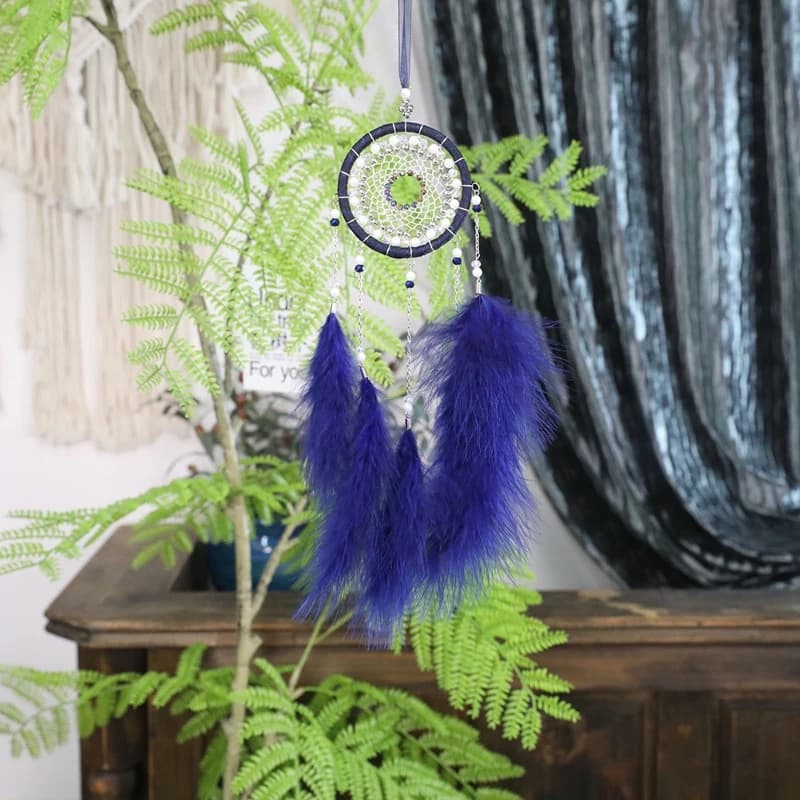 Handmade Creative Feather Dream Catcher with Bead Window Hanging Car Pendant Ornament Dreamcatcher for Girls Bedroom Decor Gifts
