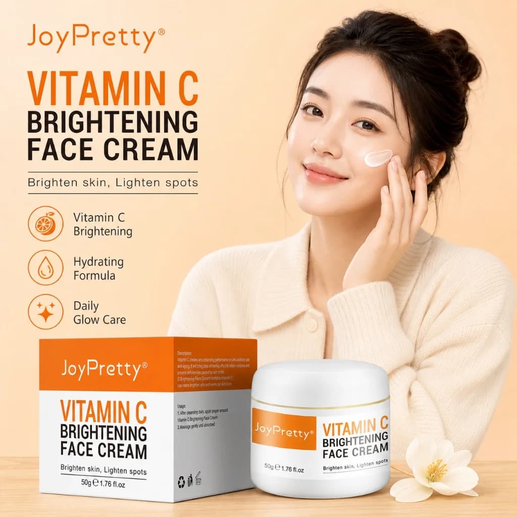 Vitamin C Brightening Face Cream Lighten Dark Spot Fade Pigment Deep Moisturizing Anti-Dull Skin Whitening Facial Cream 50g