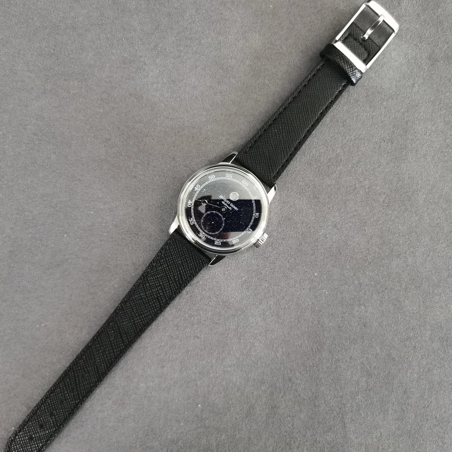 JACQUES GENRY Orologio automatico da uomo 38mm Jump Hour Orologio da polso meccanico Sappire Mirror ST17 Mov Quadrante bianco