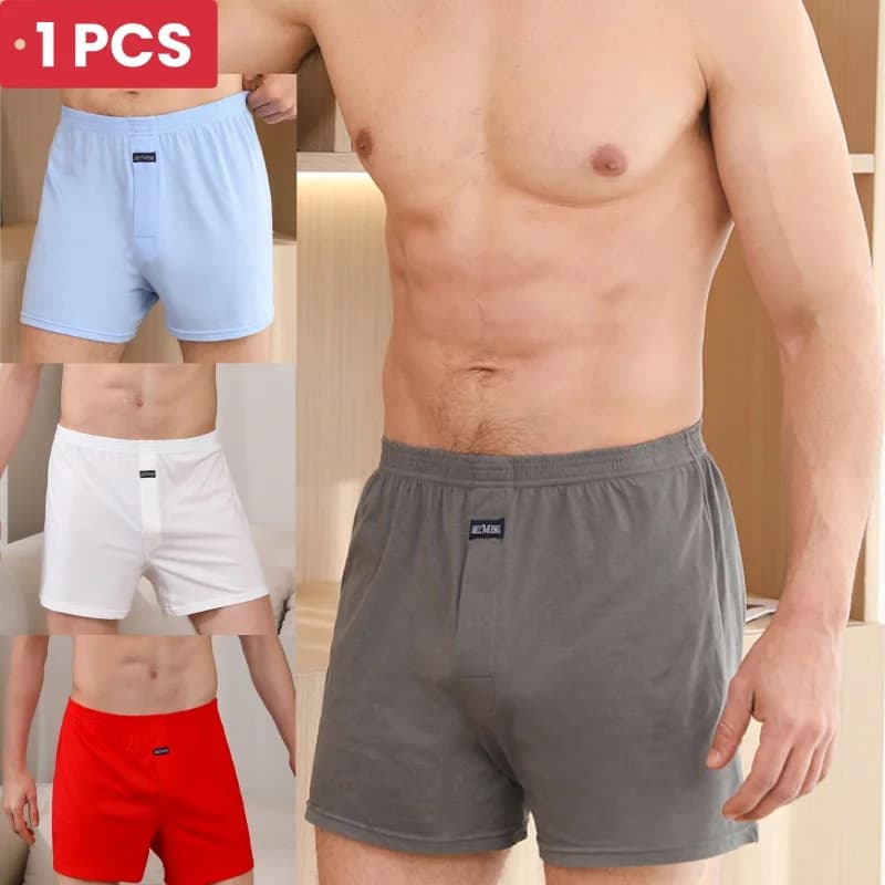 1 pz biancheria intima da uomo pantaloni Aro puro cotone pantaloni da notte per la casa pantaloni larghi e traspiranti da uomo a vita alta boxer a quattro angoli