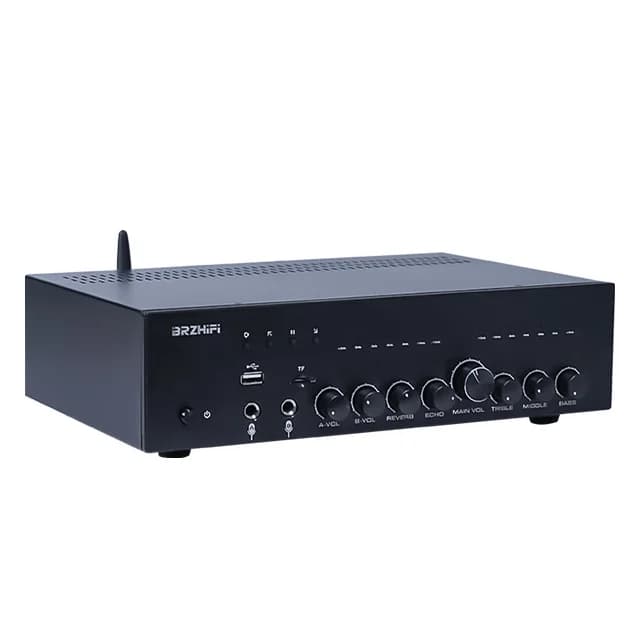BRZHIFI Amplificatore di Potenza BT per Karaoke 200WX2 ad Alta Potenza con Riproduzione USB, Macchina per Karaoke HIFI per Uso Domestico