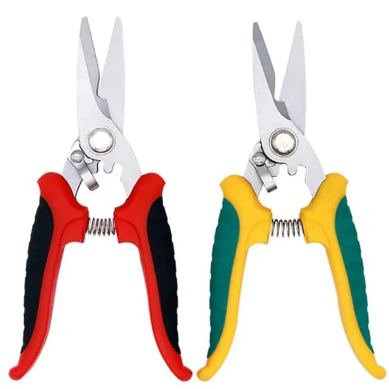 Stainless steel electrician scissors Wire shears with safety lock Spring scissors Fruit flower branches shears Garden pruning shears