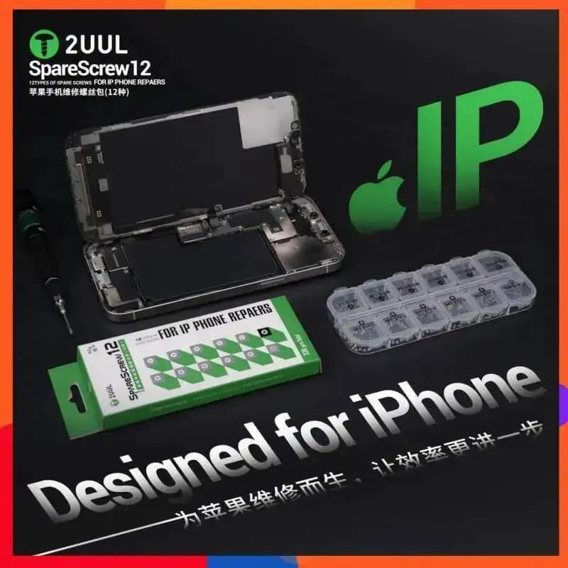 Vite di ricambio 12 viti di ricambio 12 tipi per riparatori di iPhone Custodia organizzata da 330 pezzi Dimensioni M0.8–M3.1 Progettazione di prelievo rapido per la tecnologia mobile