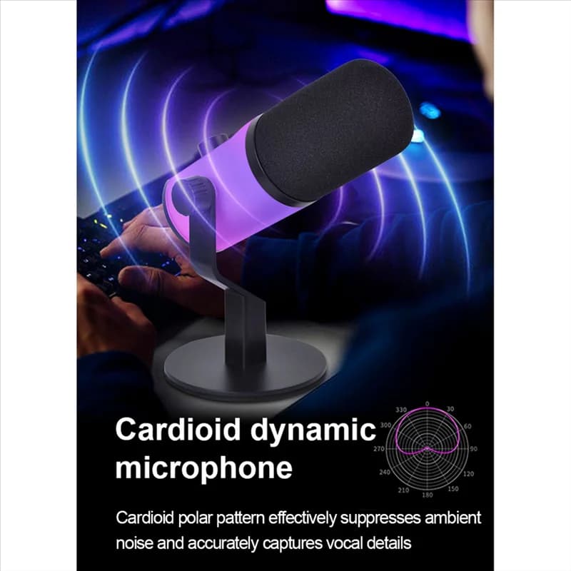 Dynamic Microphone A32T-XLR/ USB for podcasting, recording, games, live streaming, USB RGB dynamic microphone with XLR cable