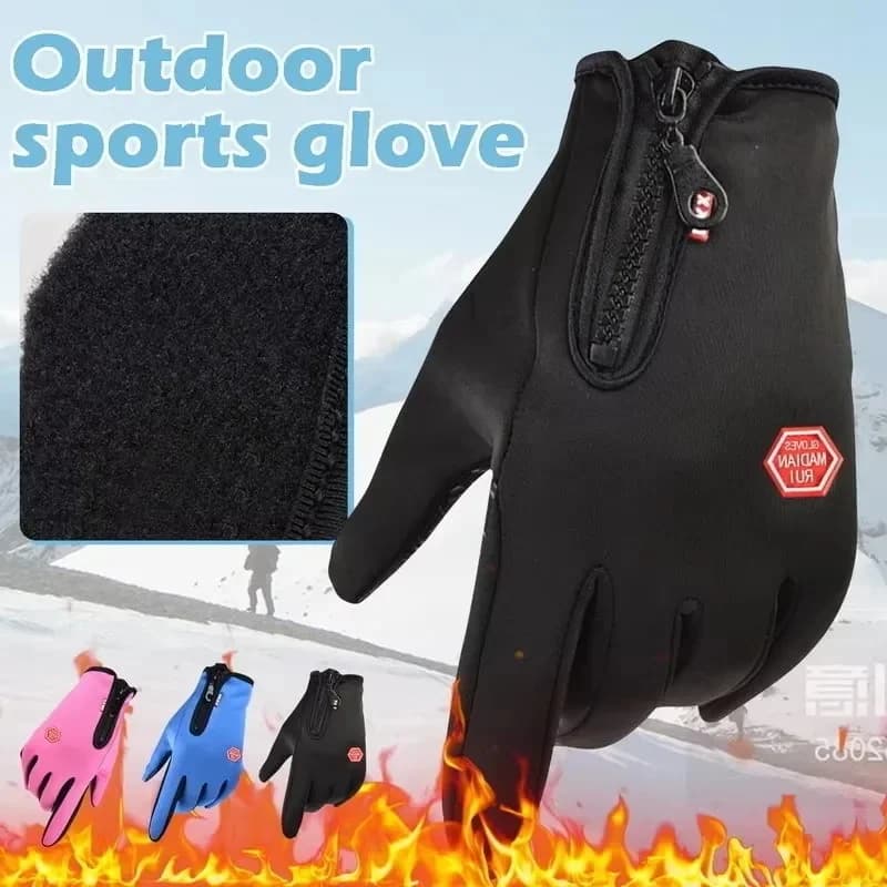 1-3Pairs Warm Gloves For Men Waterproof Windproof Cold Gloves Snowboard Motorcycle Riding Driving Warm Touchscreen Zipper Glove