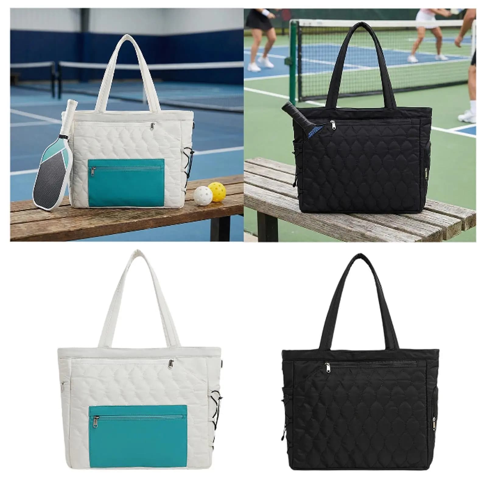 Borsa Portatile per Tennis e Sport con Racchetta, Borsa Trapuntata per Palline da Pickleball, per Donne, Palestra, Weekend e Viaggi