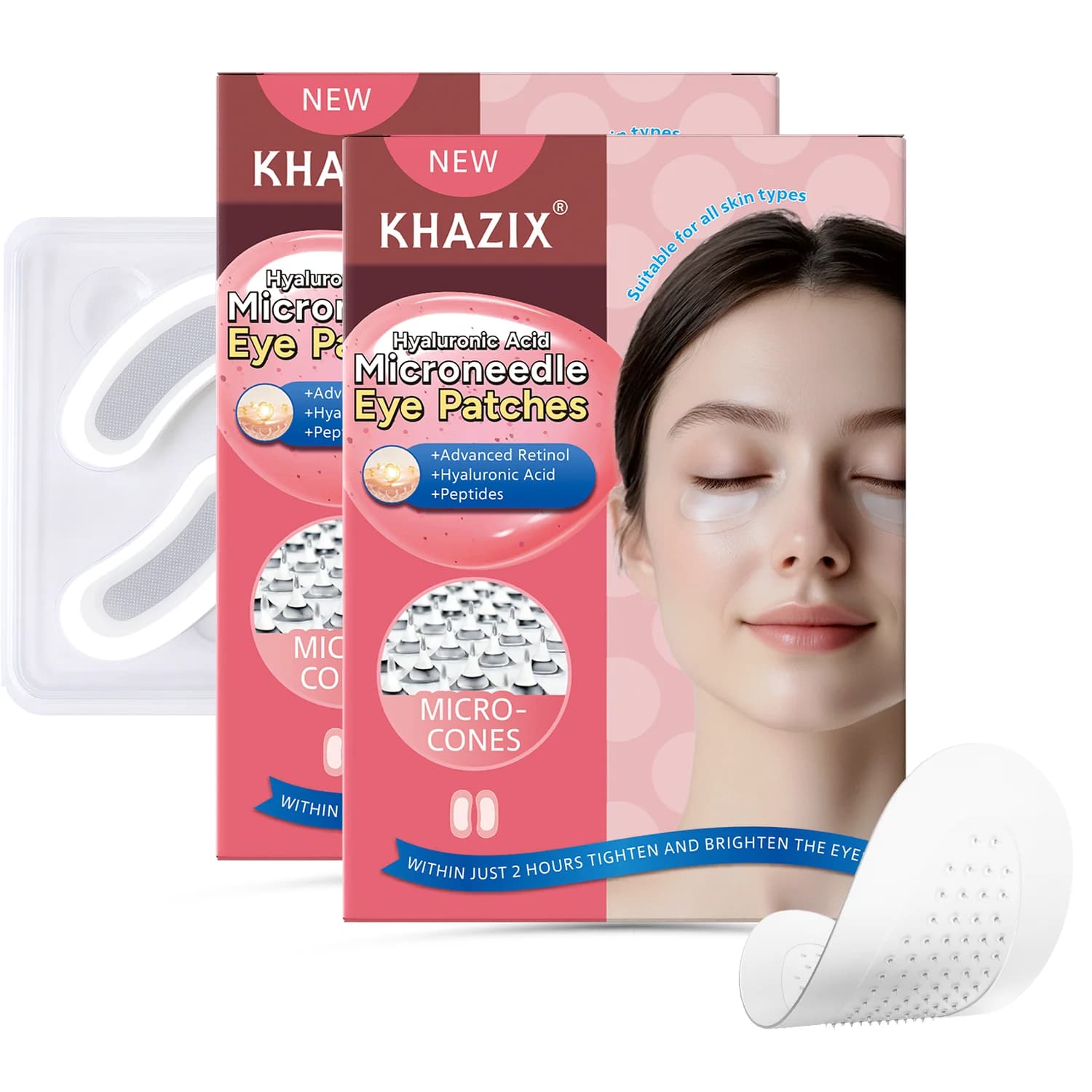 Patch Occhi con Microaghi al Retinolo, Acido Ialuronico e Peptidi Rassodanti, per Fronte, Contorno Occhi, Piede di Gallina e Rughe del Sorriso, 1 Paio