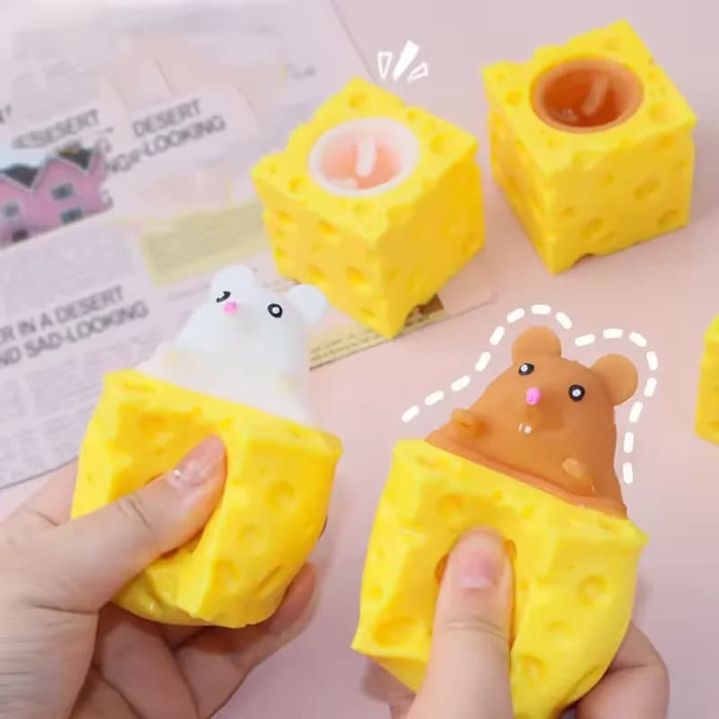 Funy Pop Up Divertente Mouse E Blocco di Formaggio Spremere Giocattolo Antistress Nascondino Figure Sollievo dallo stress Agitarsi Giocattoli per Bambini Adulti