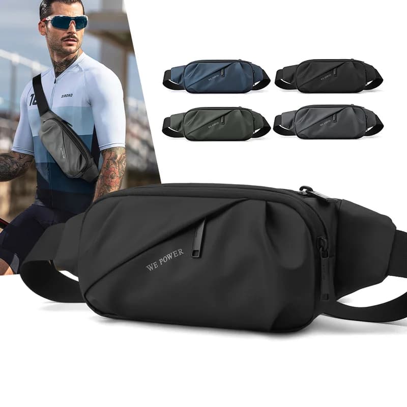 Marsupio da Uomo Impermeabile in Nylon per Corsa, Ciclismo, Sport all'Aperto, Viaggio, Borsa a Tracolla Monospalla, Marsupio da Petto o da Vita