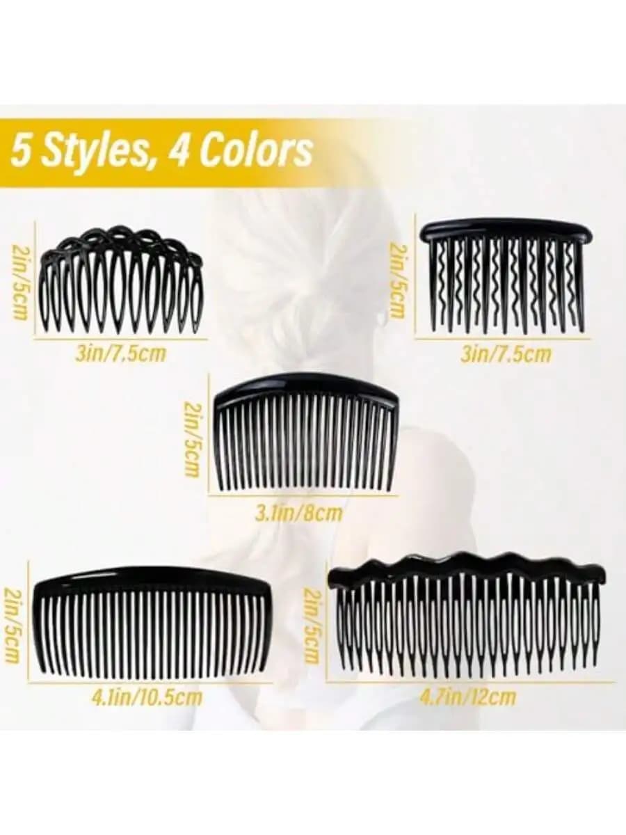 Set di pettini per capelli francesi in plastica da 30 pezzi, 5 stili, 4 colori, per donna