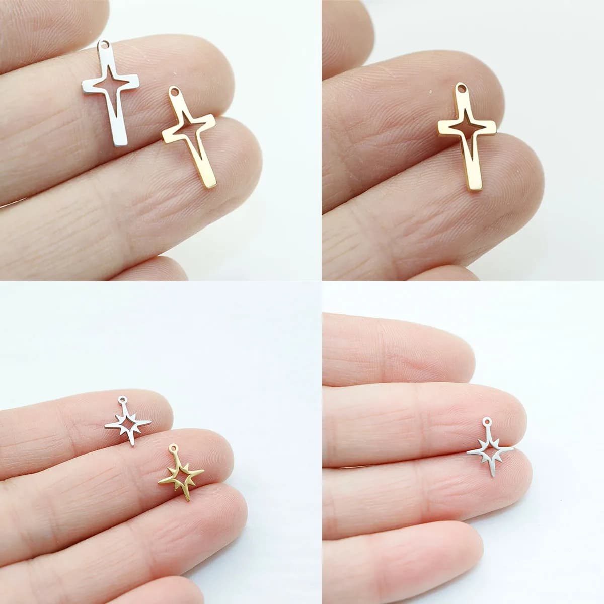 304L 10pcs Stainless Steel Cross Shiny Mirro Polished Fashion Accessory Necklace Charms PVD Plate DIY Jewelry Accessory