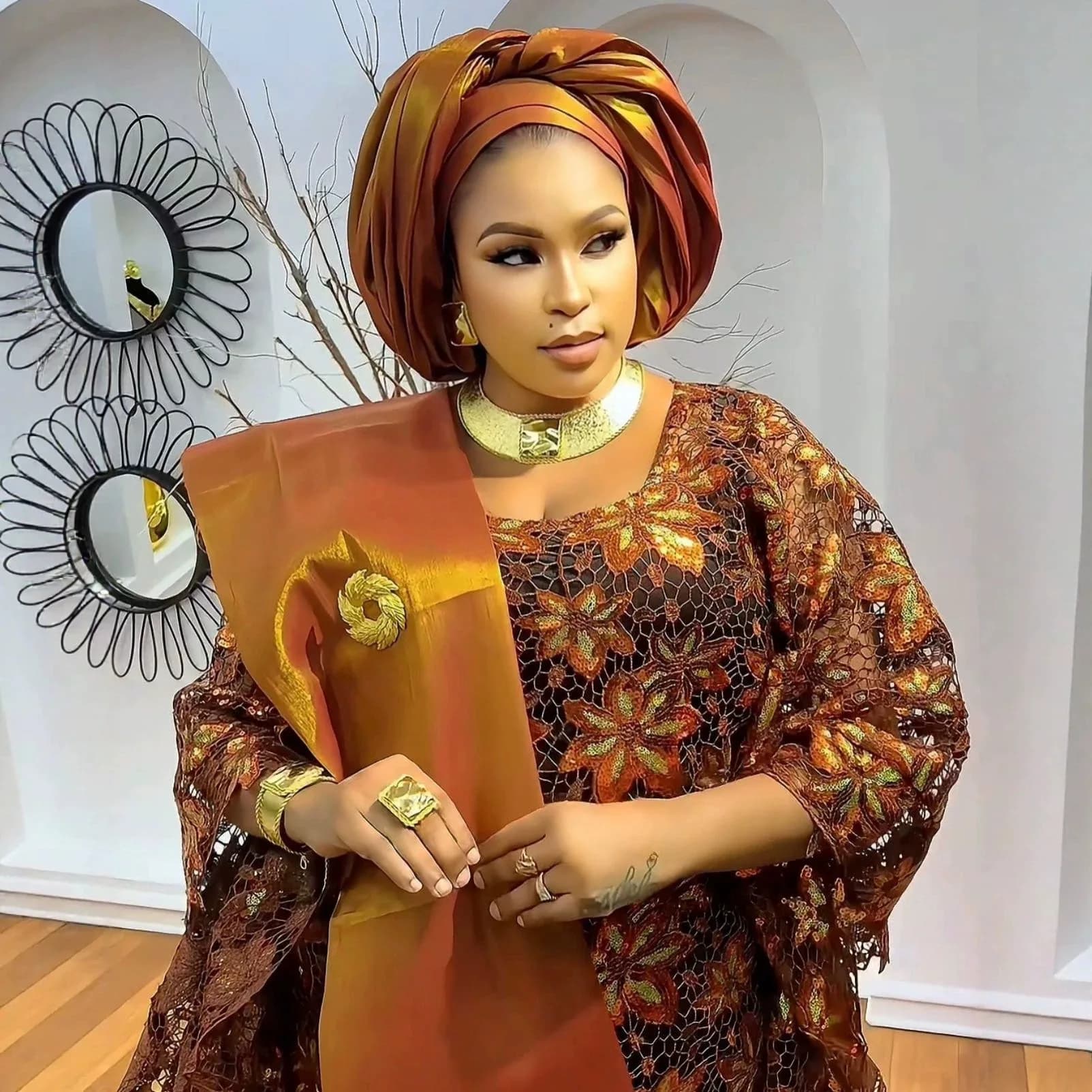 Elegant African Dresses for Women Muslim Fashion Lace Boubou Abayas Robe Dashiki Ankara Sequin Evening Gown Kaftan Maxi Dress