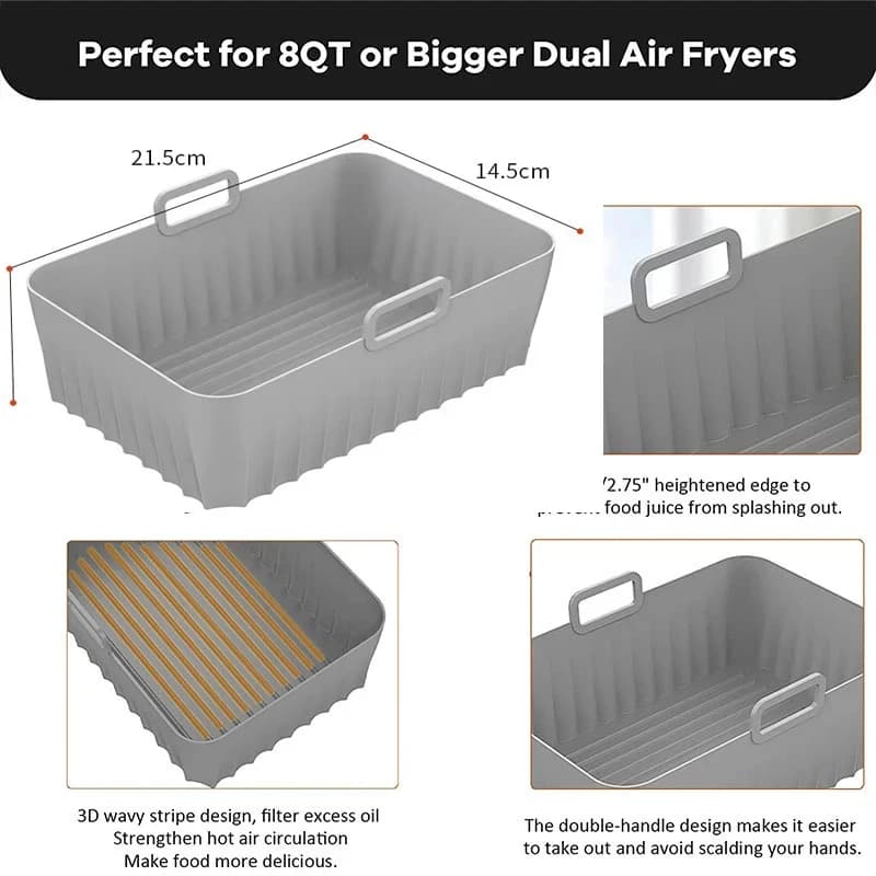 Air Fryer Accessories Silicone Airfryer Basket Molds/Racks/Oil Spray for Ninja Foodi AF500EU, AF400EU, AF300EU, Double Stack XL