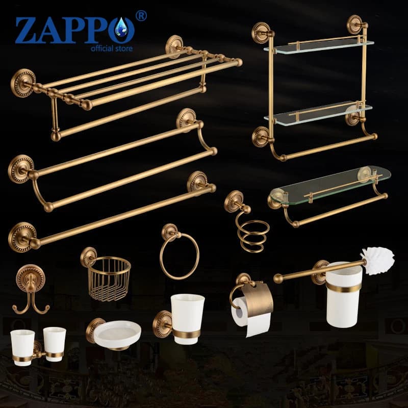 ZAPPO Set di accessori da bagno Mensola da bagno Portasciugamani Anello portasciugamani Porta carta igienica Spazzola per WC Set di accessori per il bagno
