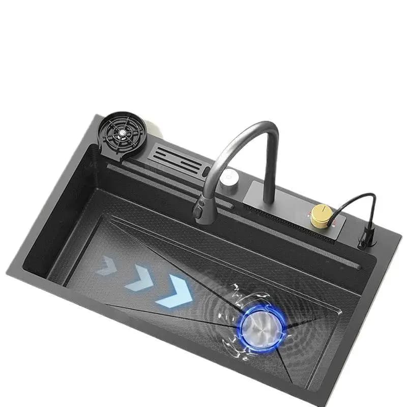 Customized kitchen sink with honeycomb pattern, large single tub with knife holder, stainless steel home sink
