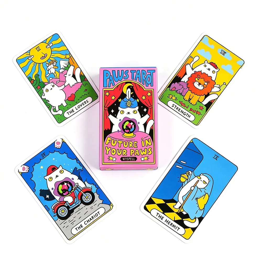 Mazzo di Tarocchi con 78 Carte a Tema Gattini Cartoon 10,3*6cm, Carte Oracolo Animali Fantasiose, Gioco da Tavolo per Guida Quotidiana, per Principianti e Regalo