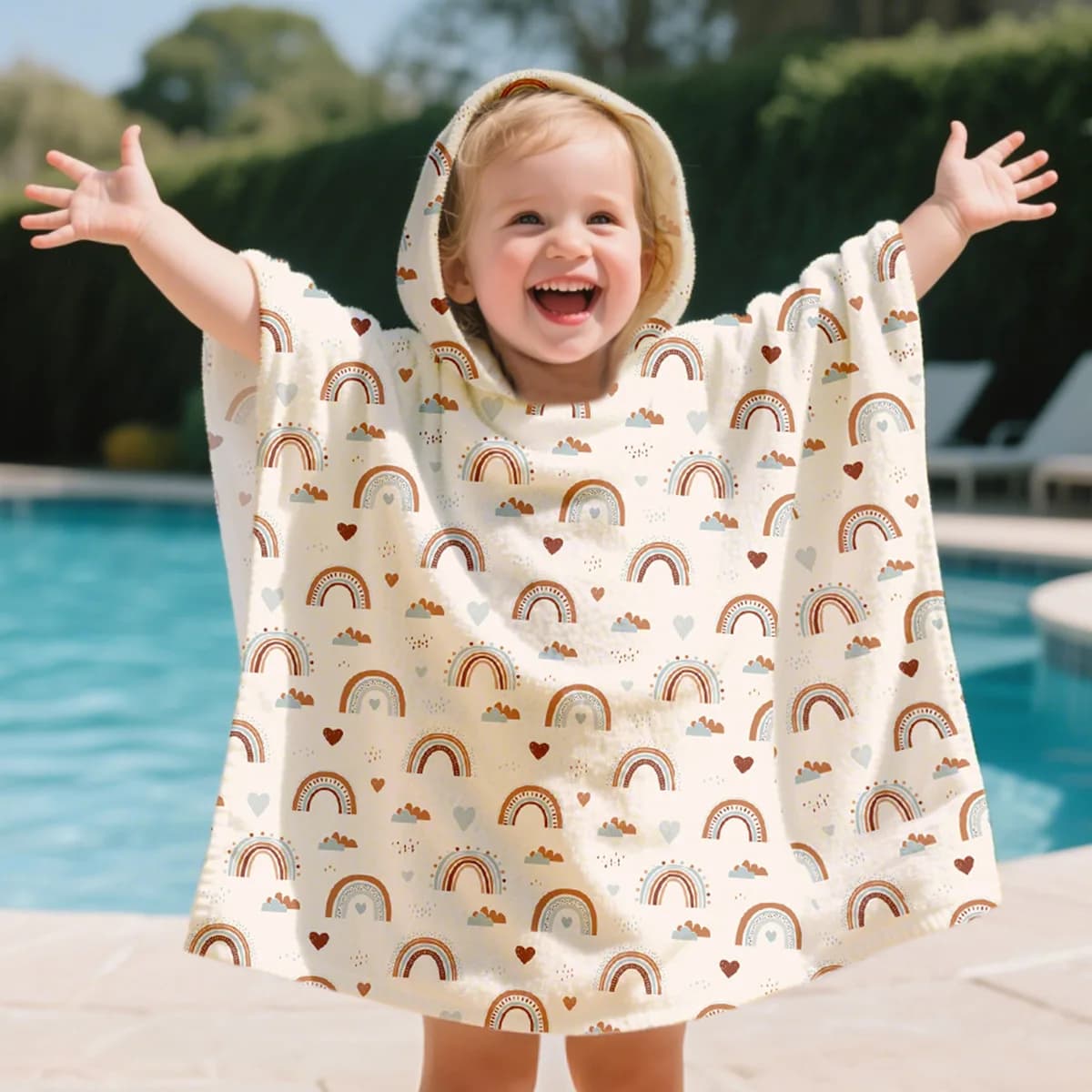 Children's Cartoon Hooded Cape Shawl Quick Drying Bath Towel Microfiber Kid Beach Swimming Printed Wearable Bathrobe beach towel