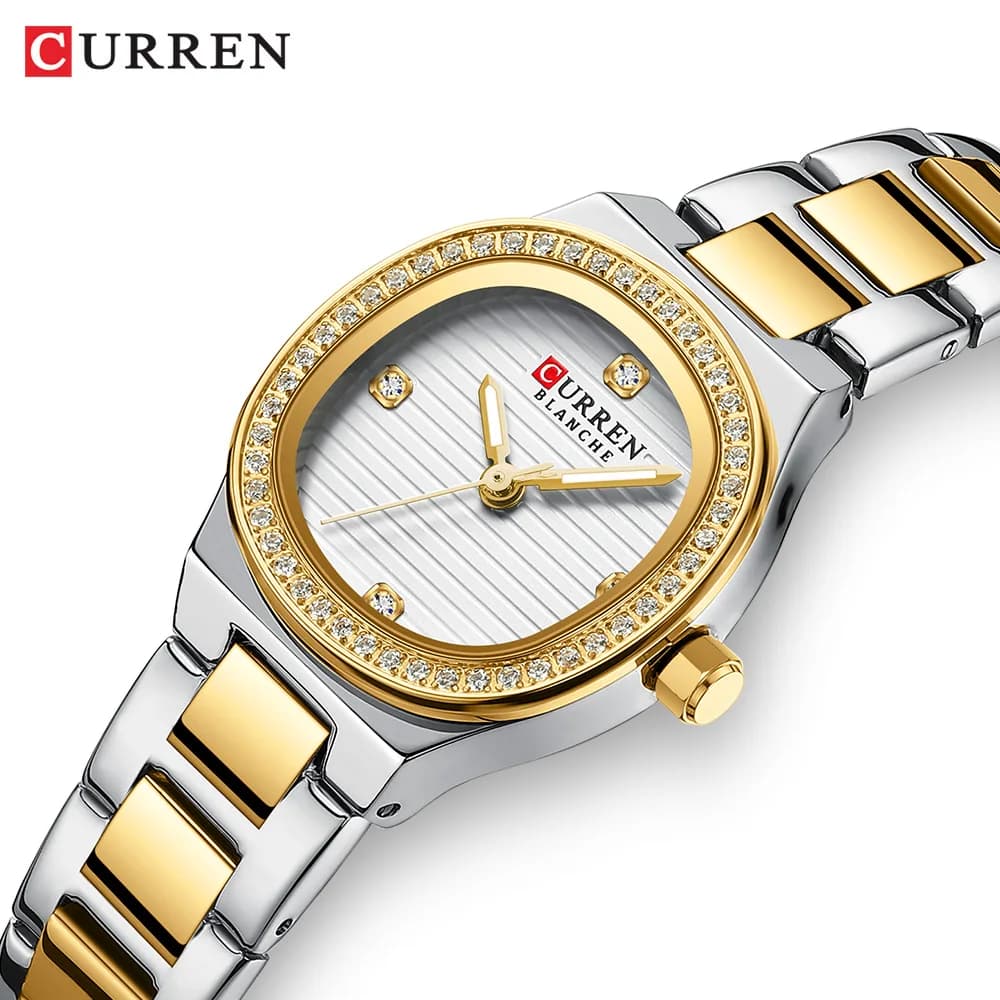 CURREN Fashionable casual quartz wrist watches for women Simple watch for women Stainless steel bracelet with bright hands