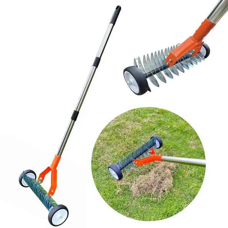 for Weeding Roller Rake Dead Grass Lawn Deciduous Leaf Garden Descaling with Wheel Scarifier