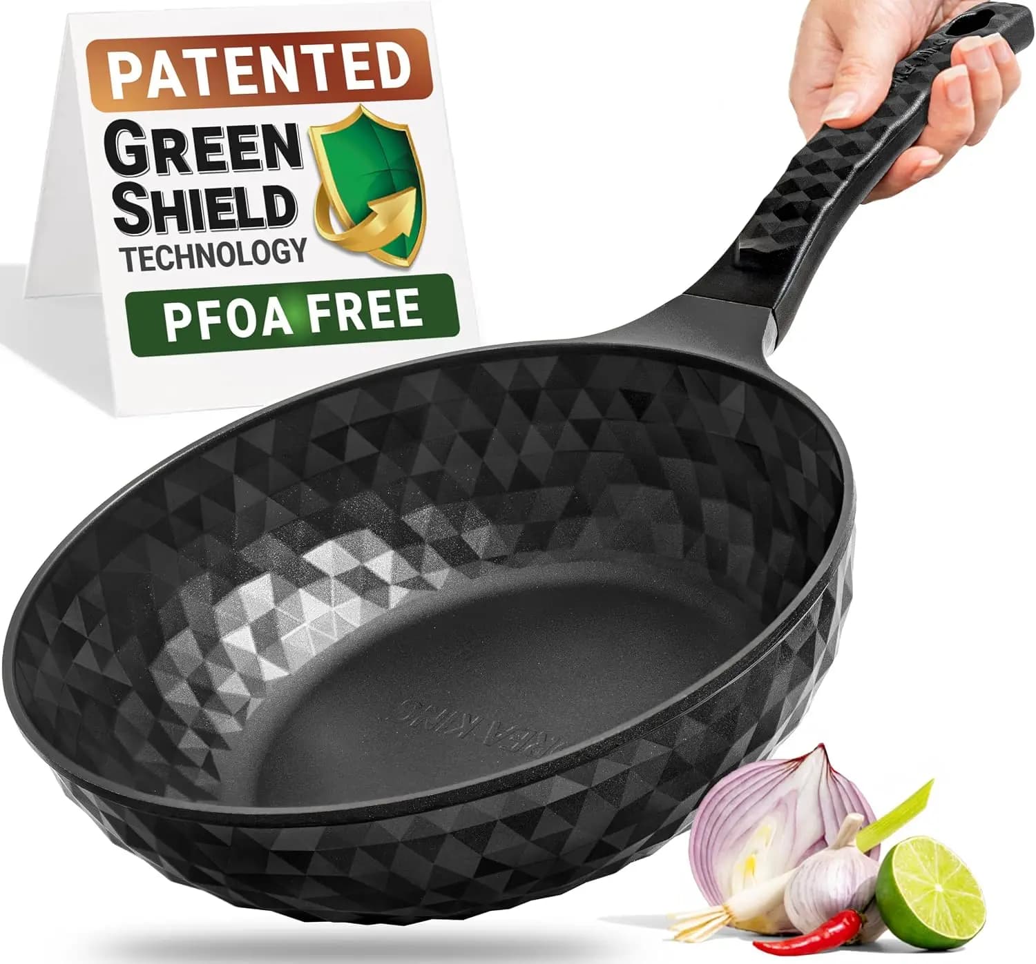 11" Large Flat Bottom Non Stick Wok Pan - Healthy Oil-Free Stir Fry, PFOA-Free, Easy Clean